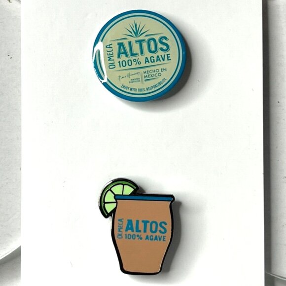 Olmeca Altos 100% Agave Tequila Lapel Pin 2 Pack Promo New Paloma Marg Mexico - Picture 1 of 3